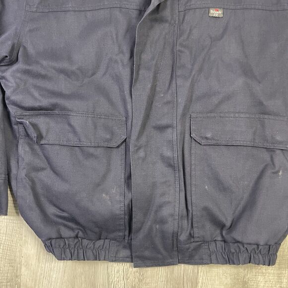 Bulwark FR Men's Large Long Flame Resistant Navy Lined Bomber Jacket Full Zip X - Picture 4 of 12